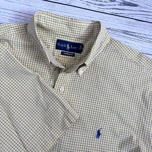Ralph Lauren Men's Classic Fit Yellow Check Short Sleeve Button Down Shirt XL